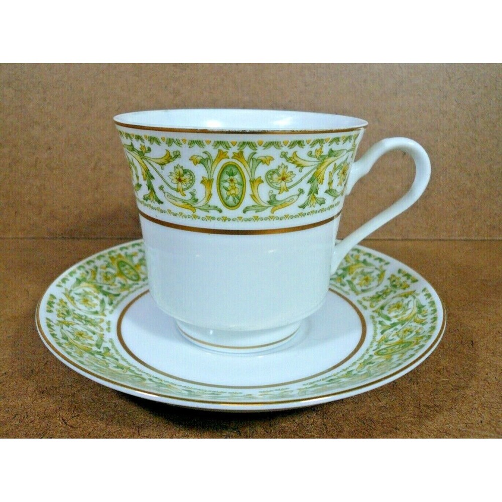 Kingston Fine China of Japan Cup & Saucer 3913 White Green Floral